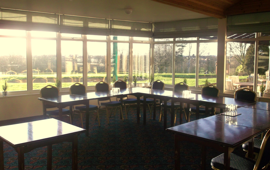 Typical meeting room layout with views. Full conference facilities and licenced catering. Space for 70 | Lutterworth Golf Club